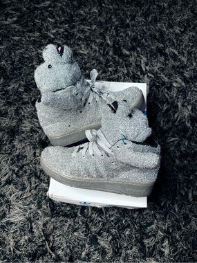 Adidas x Jeremy Scott silver tinsel teddy bear